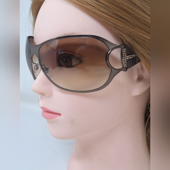 Gucci Sunglasses GG2737STRASS Vintage Y2K Horsebit Diamonds Wrap Brown 69-14-115 - Picture 4 of 16